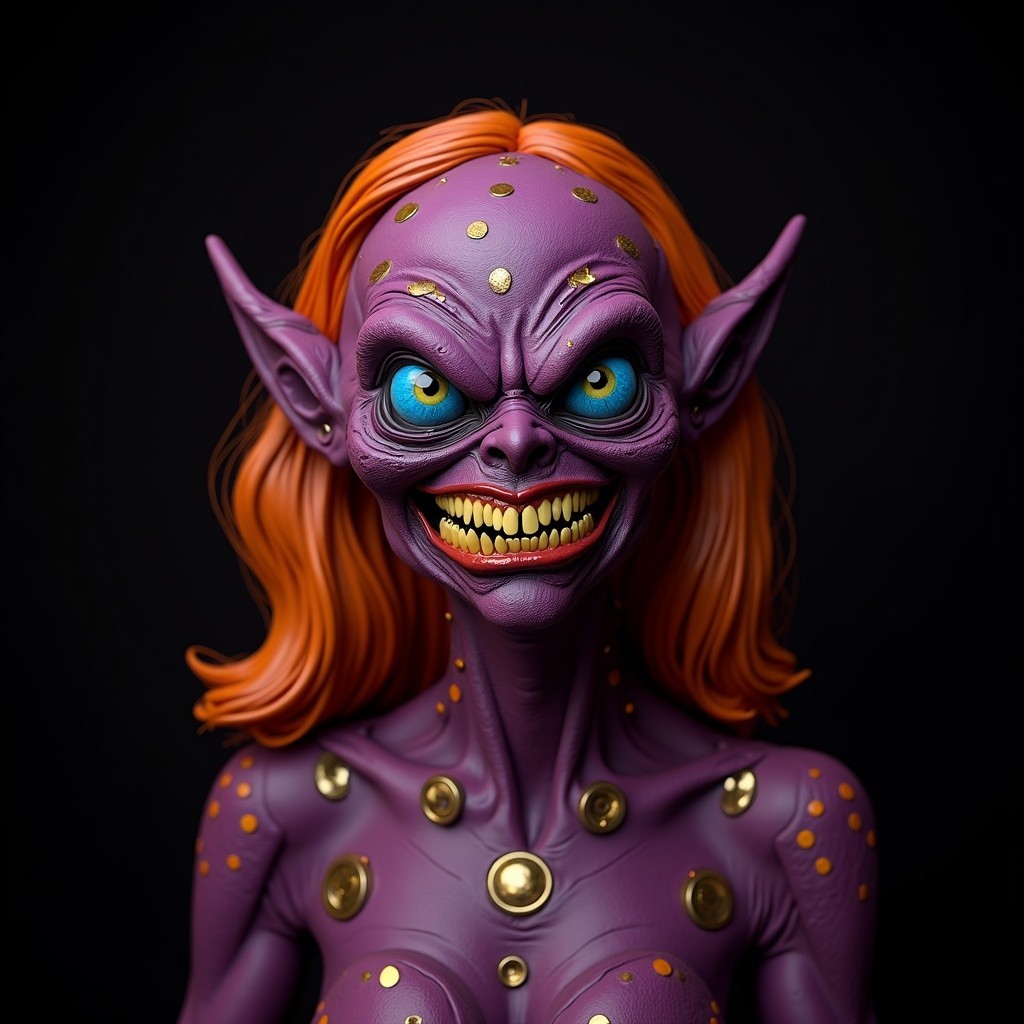 Detailed Statue of a Fantastical Creature with Colorful Features