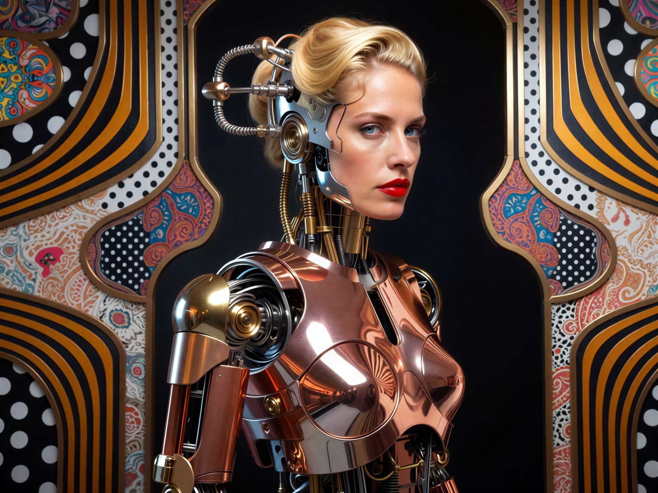 Detailed Close-Up of a Realistic Android with Cyborg Features