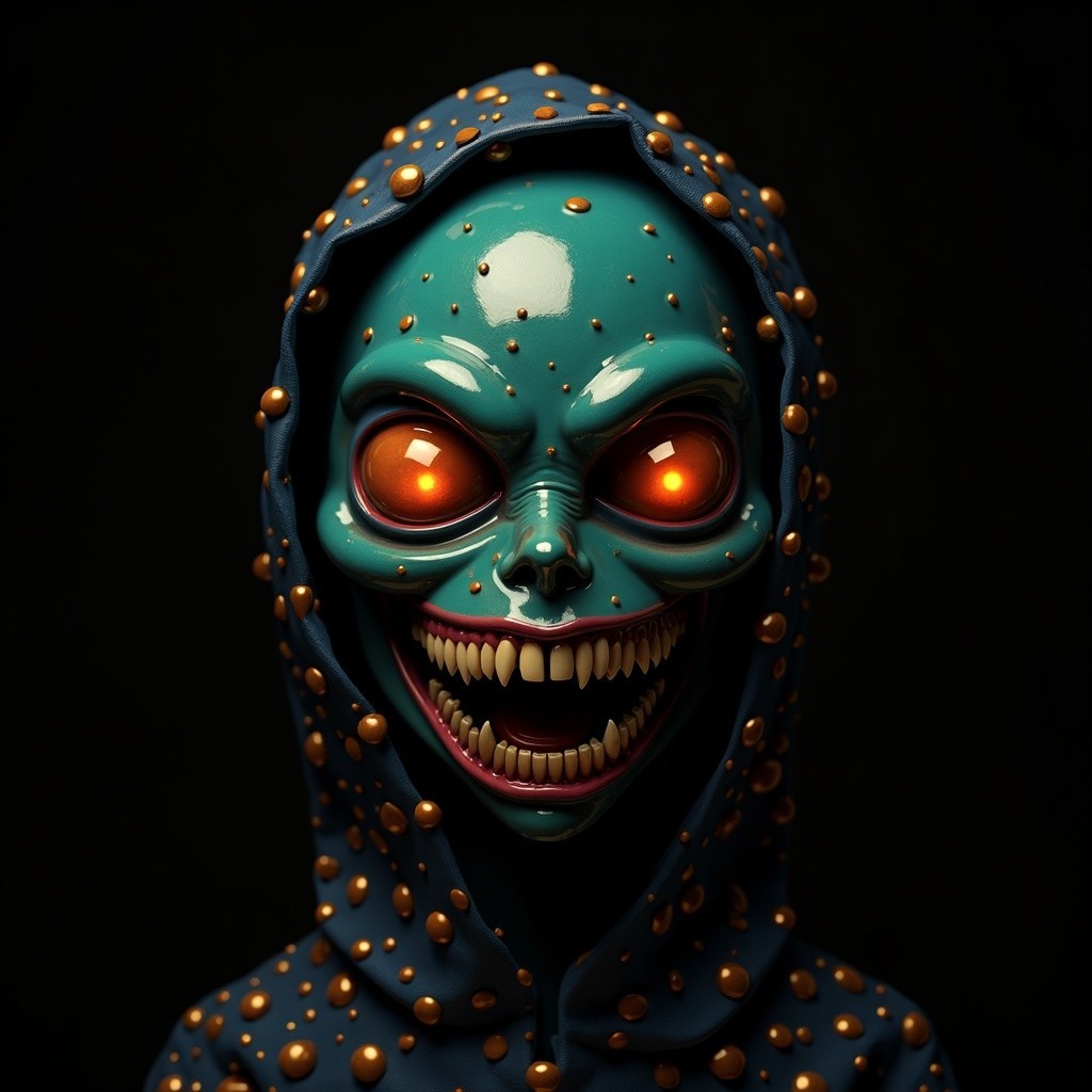 Surreal Creature with Eerie Features and Dark Background