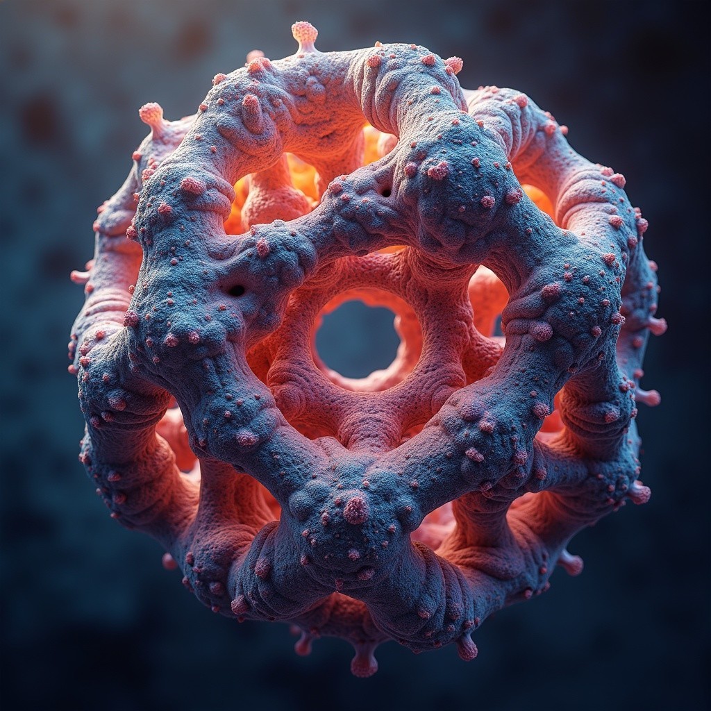 Detailed 3D Rendering of a Spherical Virus Structure