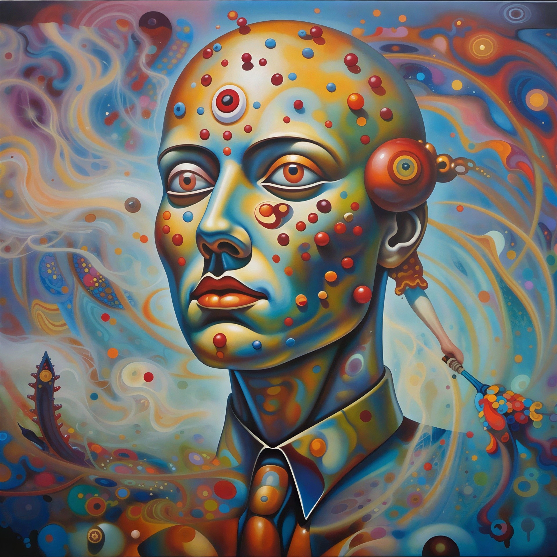 Surreal Psychedelic Digital Artwork of Humanoid Figure