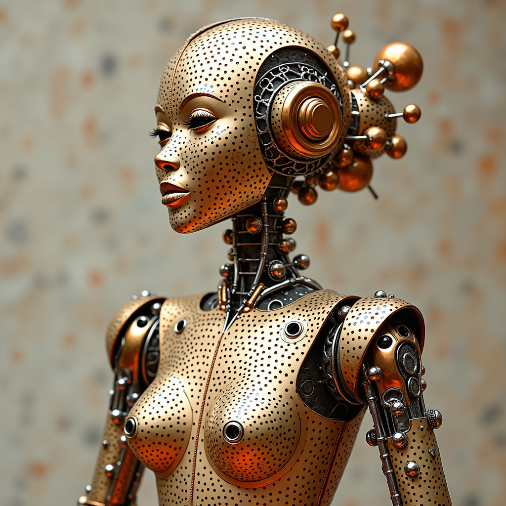 Sleek Metallic Humanoid Robot with Gold Finish