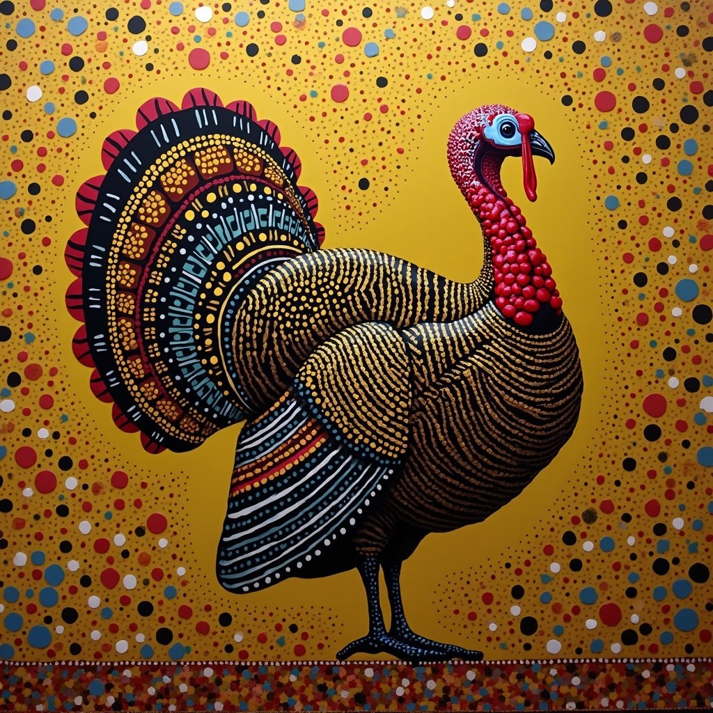 Vibrant Stylized Turkey with Intricate Patterns and Colors