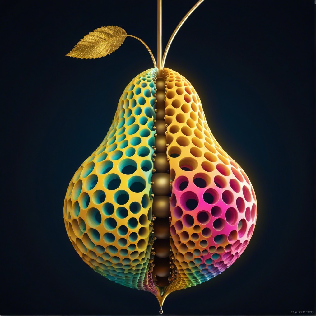 Surreal Pear-Shaped Object with Colorful Patterns
