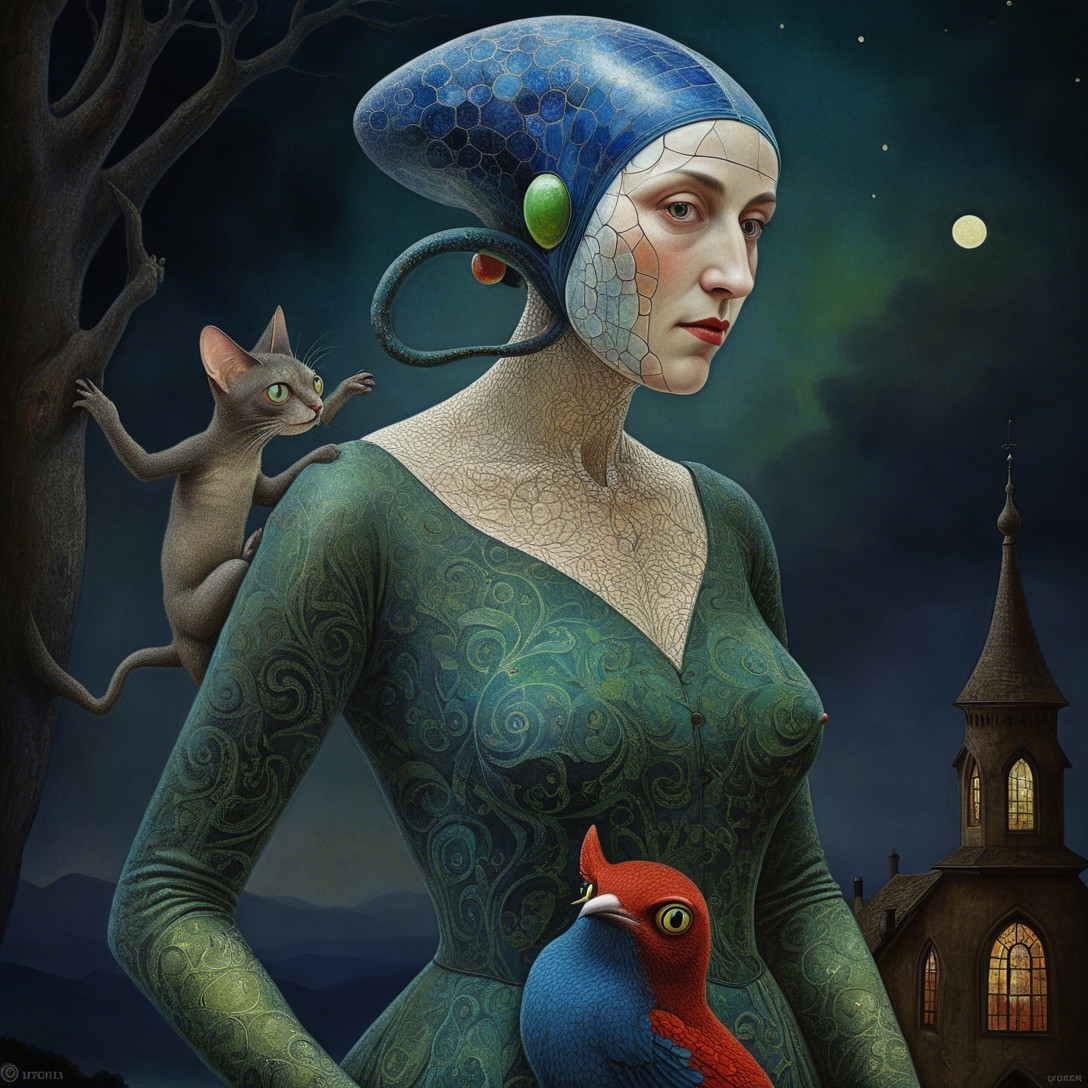 Dreamlike Portrait of a Woman with Textured Features