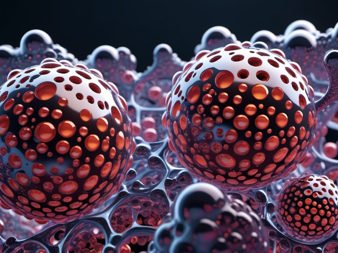 Close-Up of Abstract Spherical Structures in Dark Background