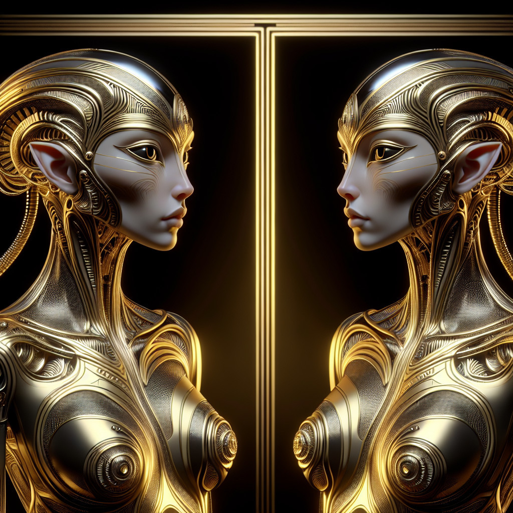 Futuristic Robotic Figures with Metallic Features
