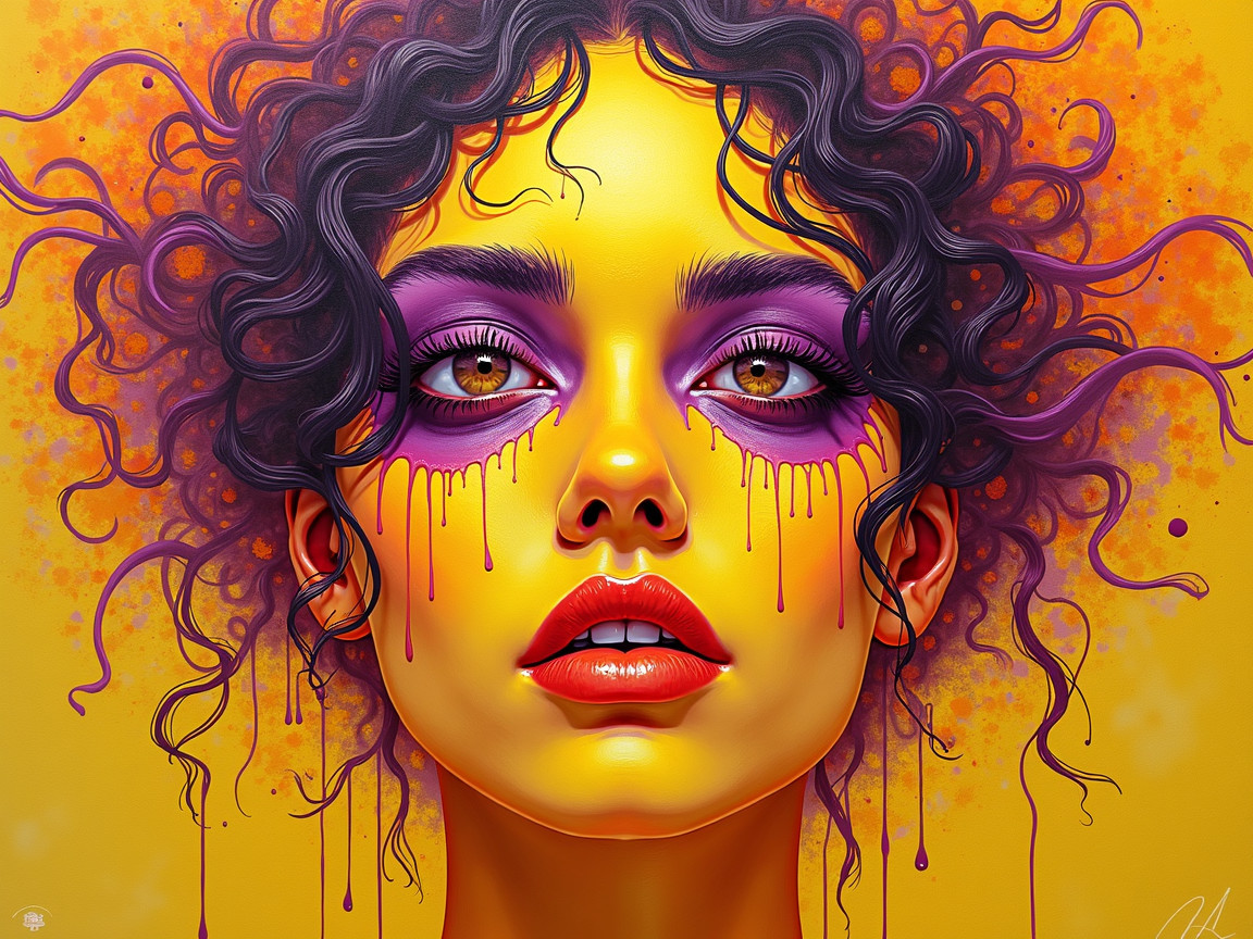 Portrait of a Young Woman with Vibrant Colors