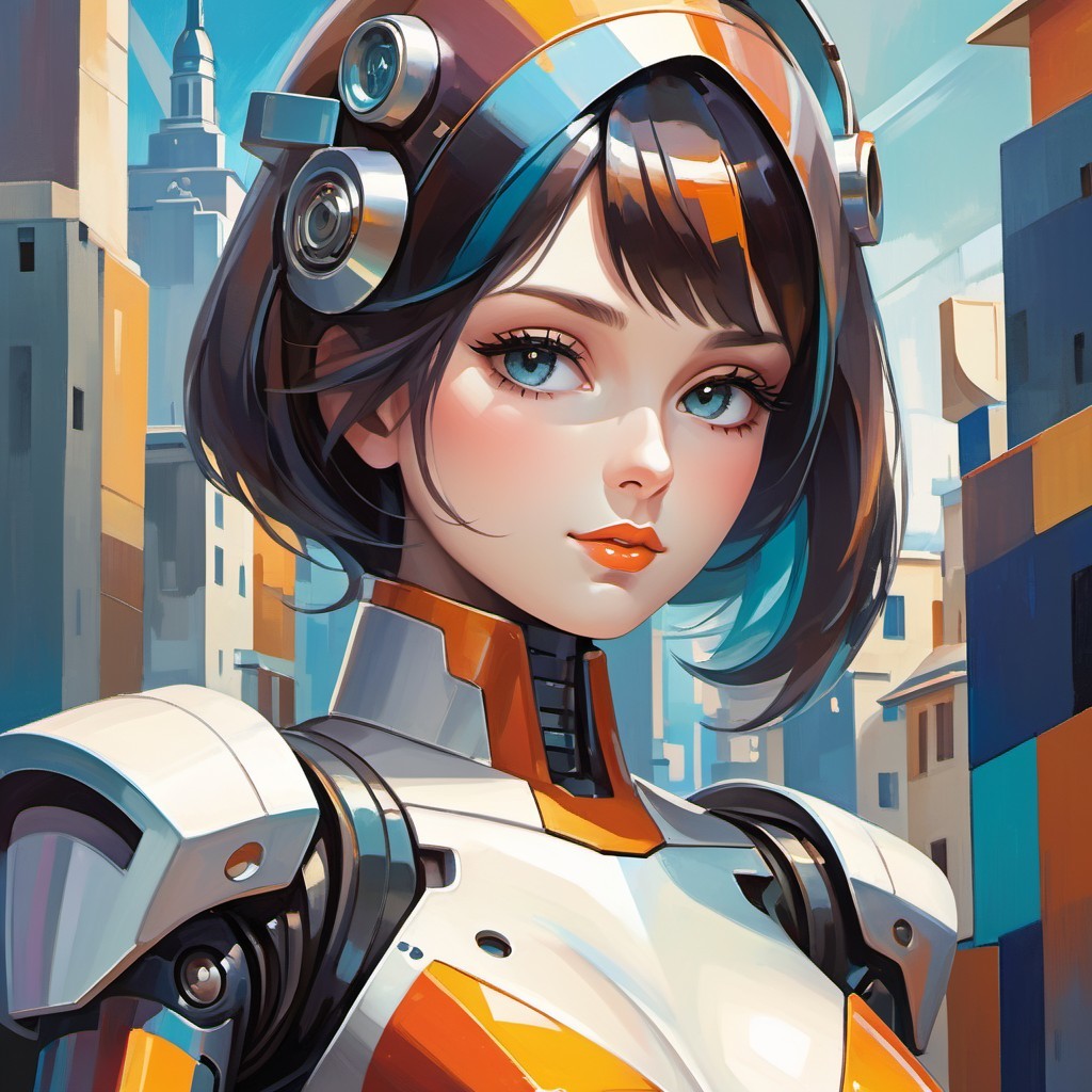 Futuristic Female Character in Vibrant Urban Setting