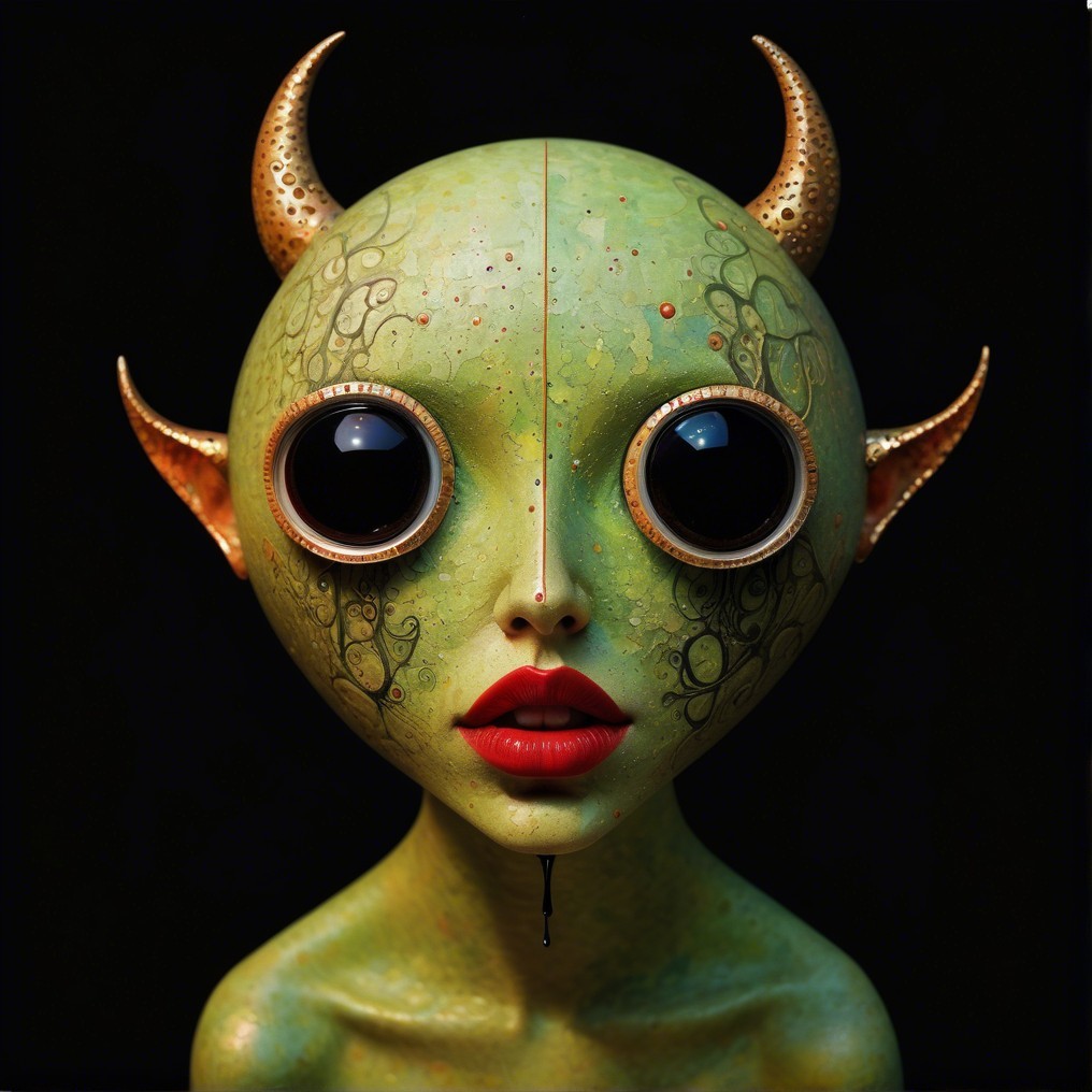 Vividly Painted Alien Figure with Intricate Patterns