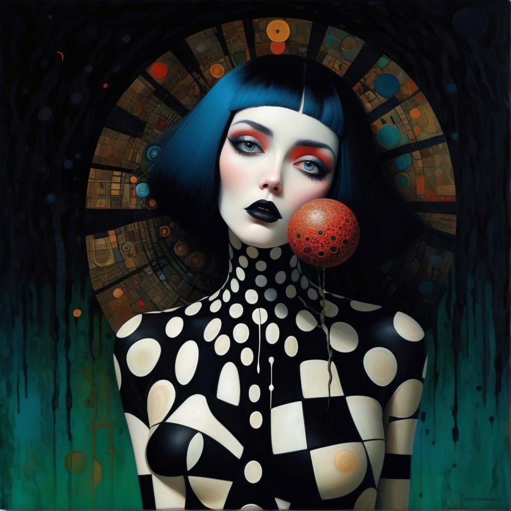 Modern Geometric Figure with Polka Dot Design