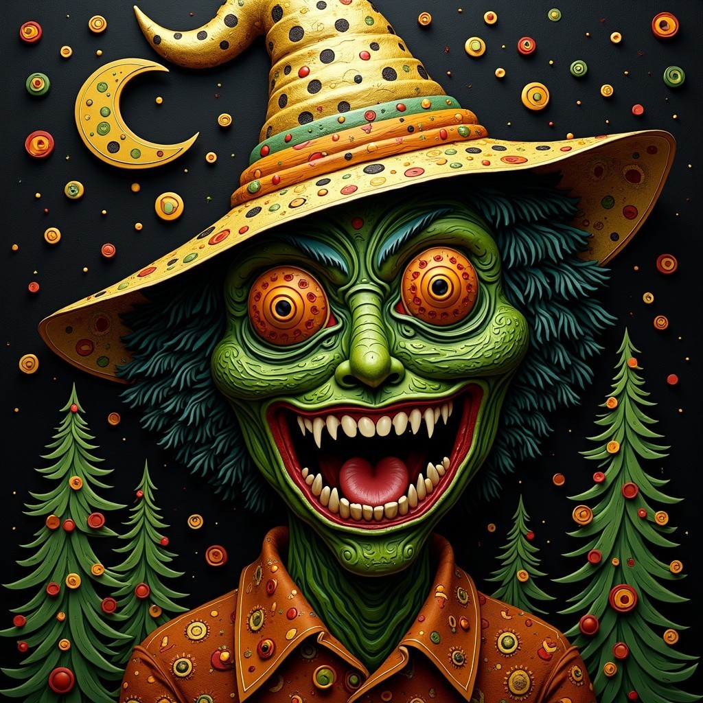 Cartoonish Character with Green Skin and Yellow Hat