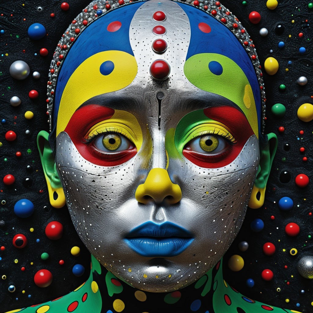 Artistic Face with Colorful Patterns and Textured Background