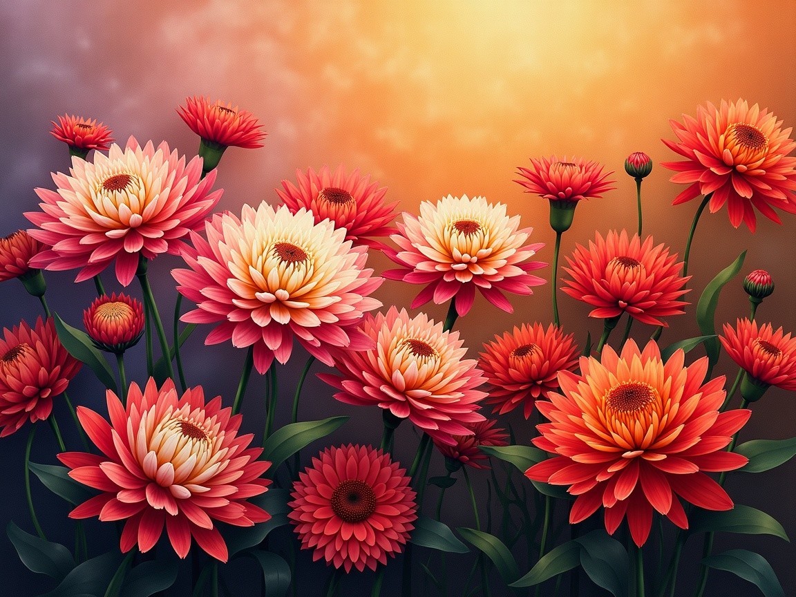 Vibrant Arrangement of Red and Pink Blooming Flowers