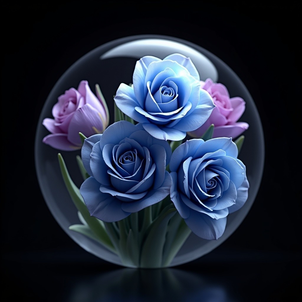 Roses and Tulips in a Transparent Sphere Arrangement
