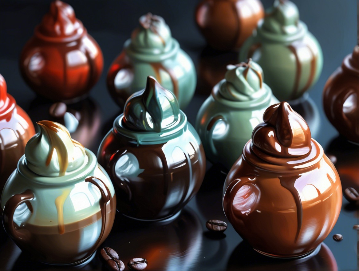 Elegant Jars of Chocolate with Green Toppings Display