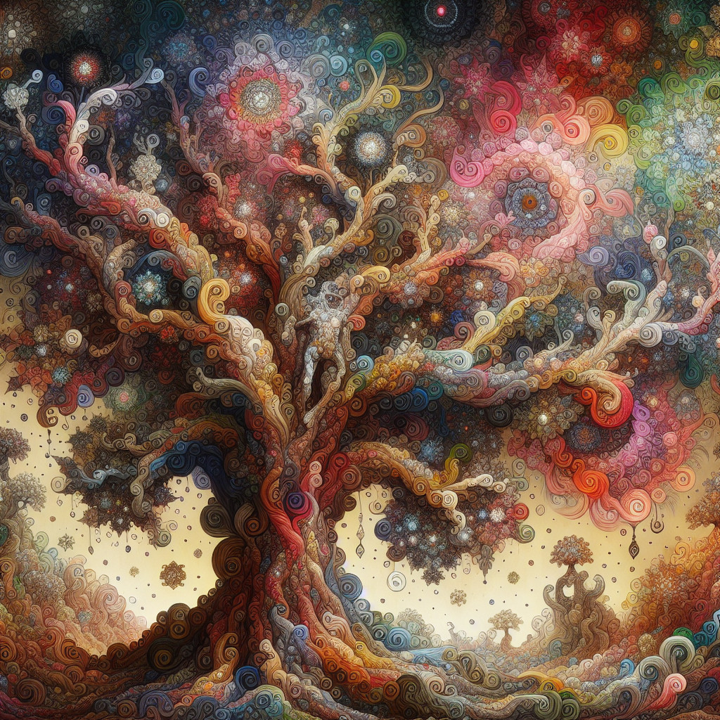 Abstract Tree Tapestry with Cosmic Background