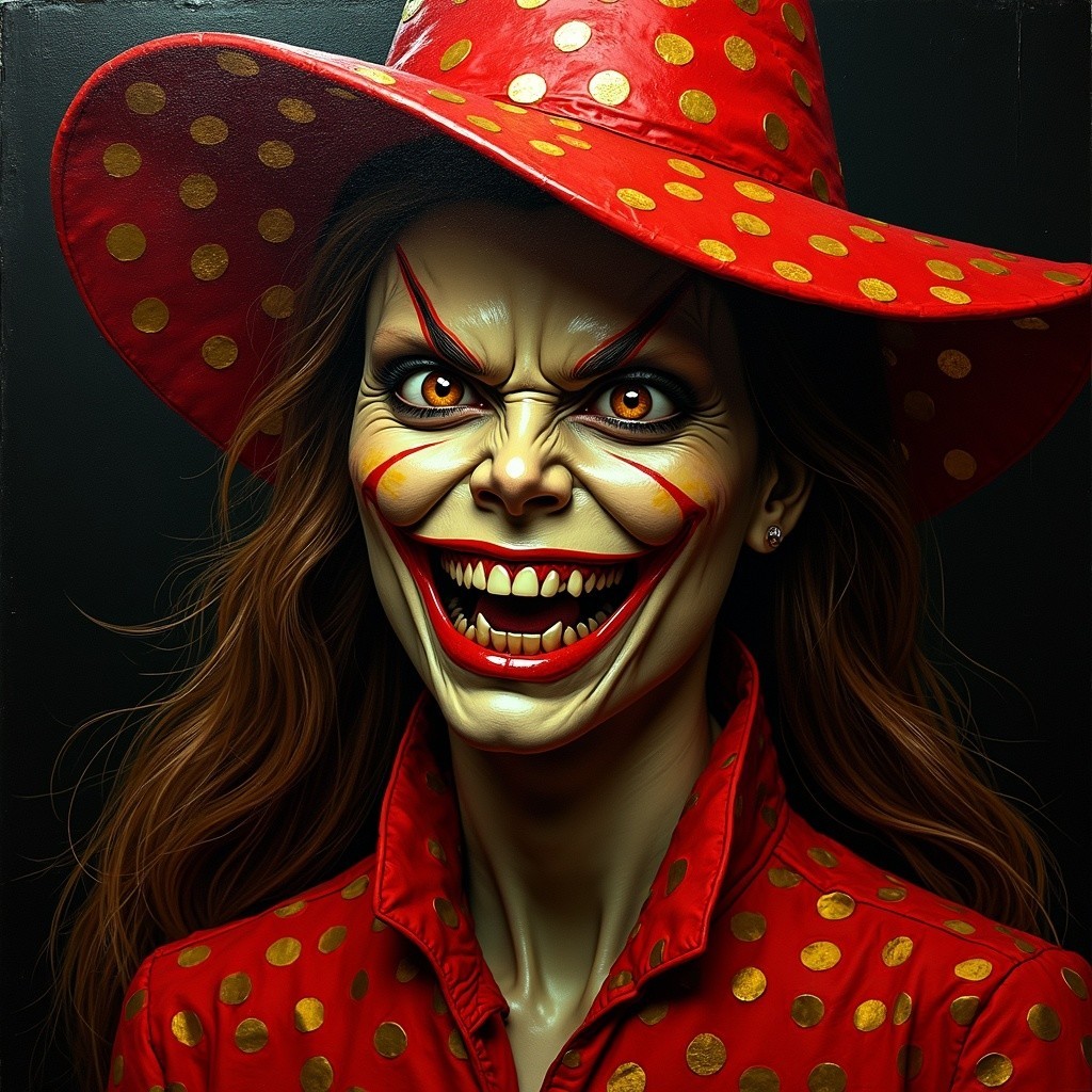Sinister Clown Character with Exaggerated Features
