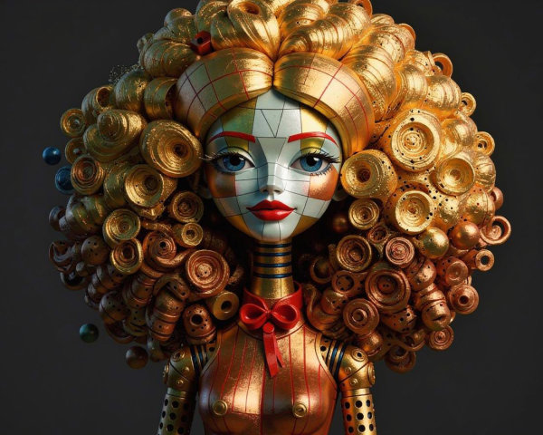 Intricate Golden Mannequin Doll with Metallic Features