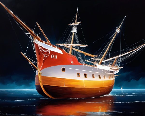 Majestic Sailing Ship Painting with Rich Colors