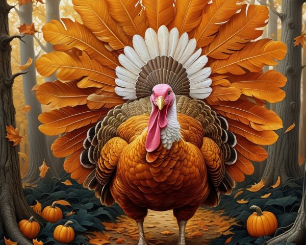 Majestic Turkey in Vibrant Autumn Forest Setting