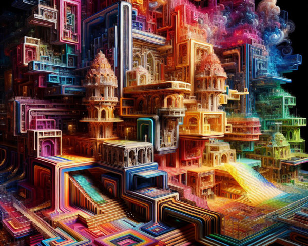 Vibrant Geometric Structure in Dreamlike Atmosphere