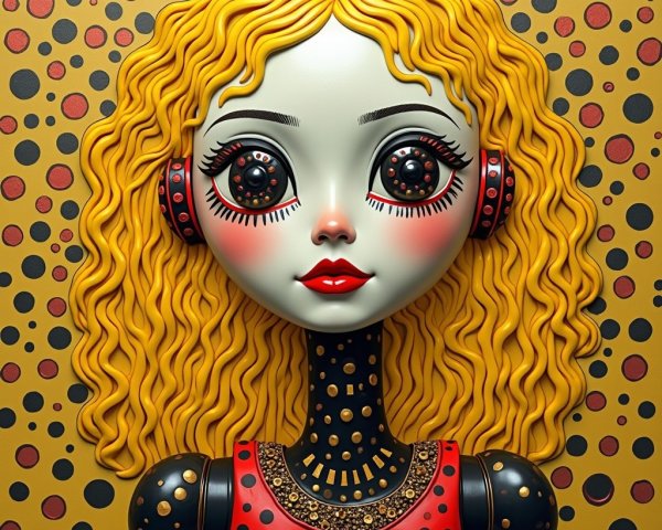 Whimsical Doll with Bold Colors and Playful Design