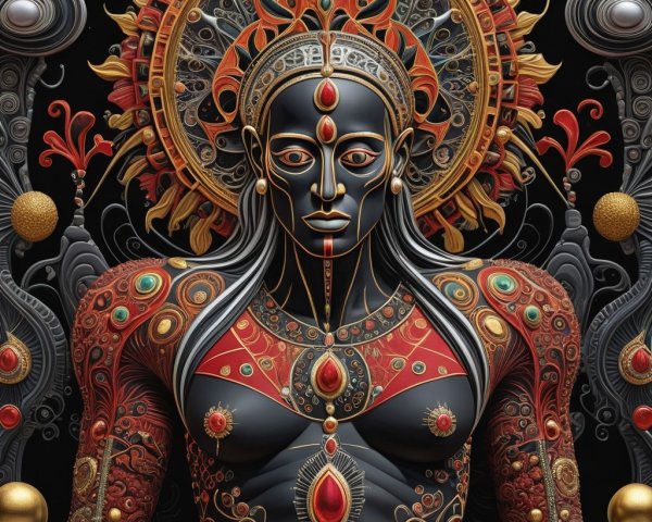 Striking Figure with Intricate Designs and Colors