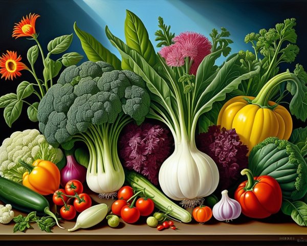 Vibrant Fresh Vegetables in Artistic Arrangement