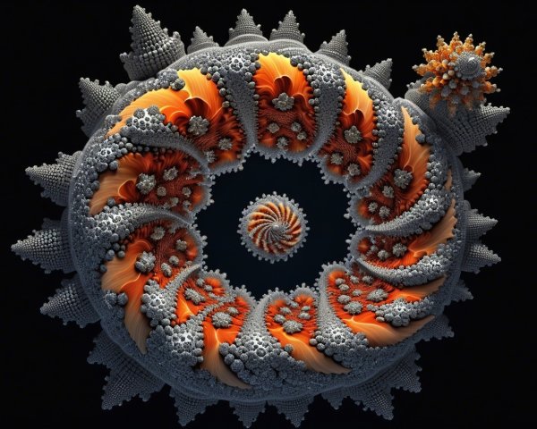Macro View of Spiky Circular Fractal Design