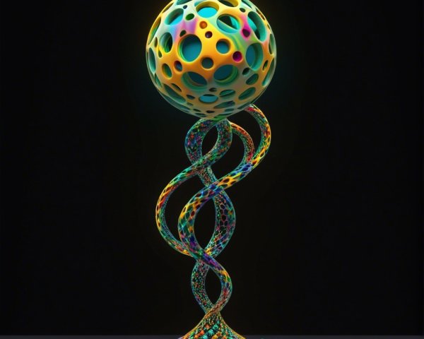 Vibrant Abstract Helix with Colorful Spheres and Energy