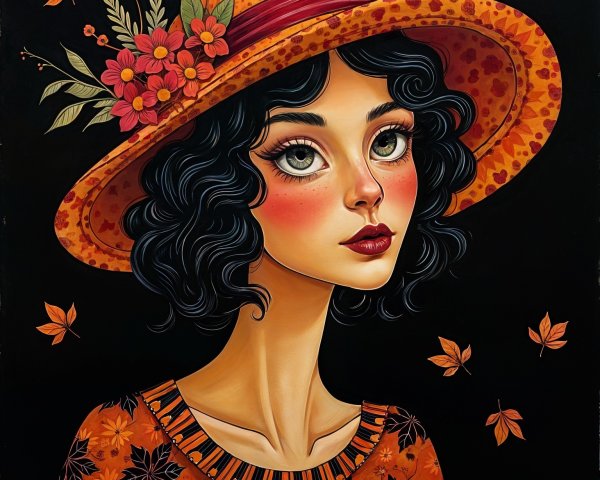 Stylized Portrait of Girl in Autumn Attire