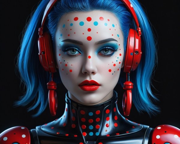 Futuristic Female Robot Portrait with Colorful Details