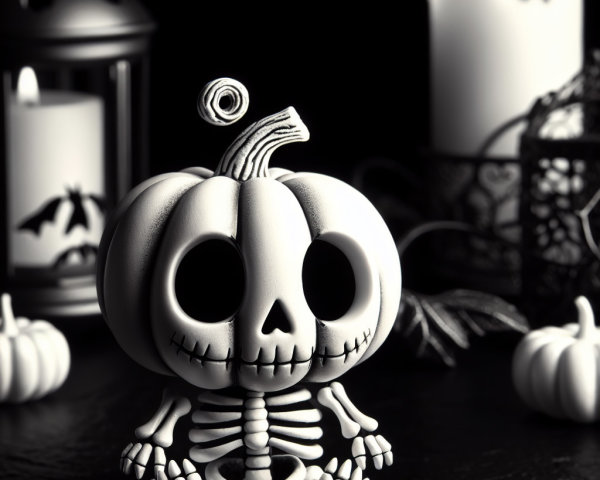 Whimsical Skeleton Inside Smiling Pumpkin Decoration