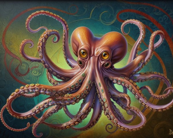 Stylized Octopus with Multiple Eyes in Fantasy Art