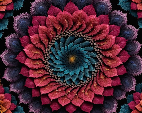 Vibrant Fractal Design with Spirals and Floral Patterns