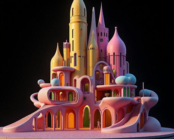 Whimsical Fairytale Castle in Vibrant Landscape