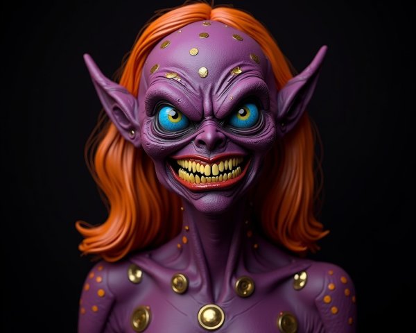 Detailed Statue of a Fantastical Creature with Colorful Features