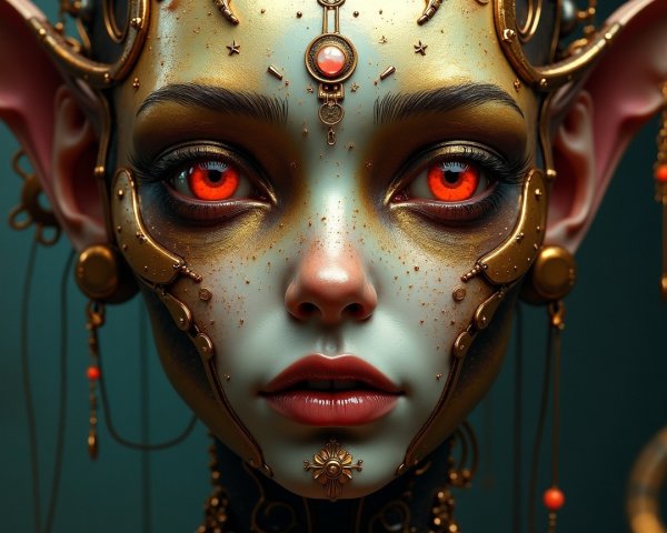 Otherworldly figure with red eyes and glowing skin