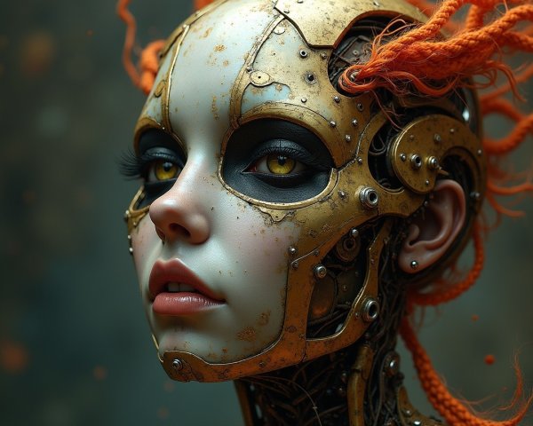 Futuristic Female Figure with Steampunk Design Elements
