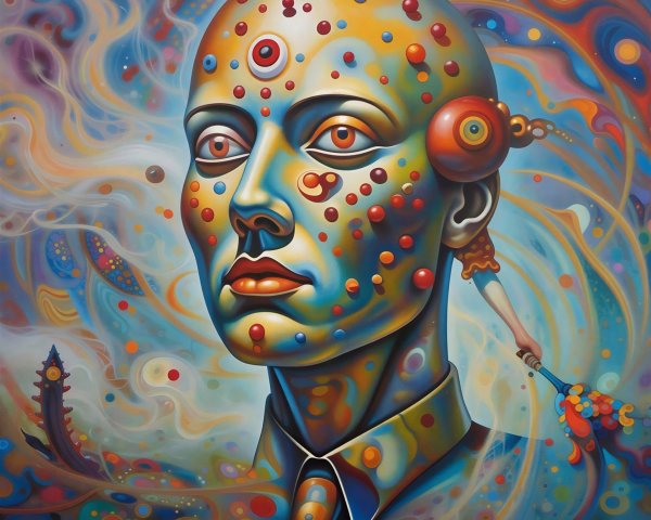 Surreal Psychedelic Digital Artwork of Humanoid Figure