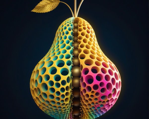 Surreal Pear-Shaped Object with Colorful Patterns