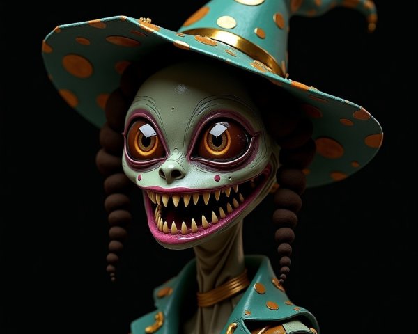 Whimsical Character with Colorful Attire and Grin