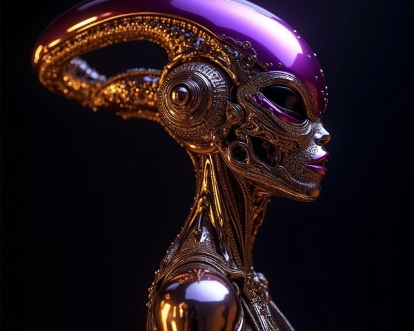 Futuristic Robot Design with Glossy Purple Headpiece