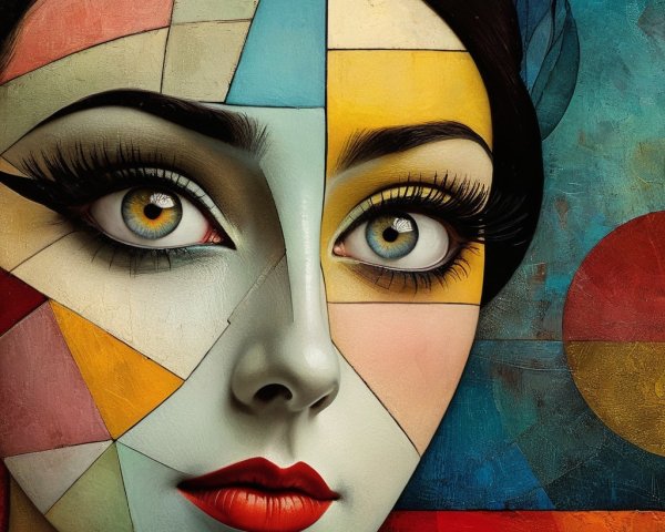 Stylized Portrait of a Woman in Vibrant Colors