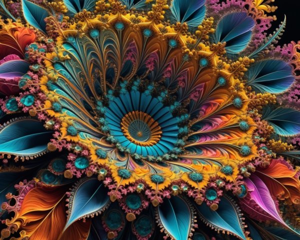 Vibrant Fractal Design Resembling a Flower