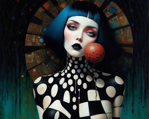 Modern Geometric Figure with Polka Dot Design