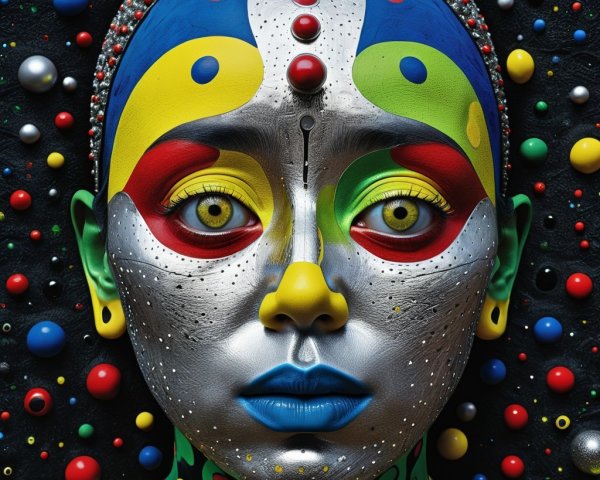 Artistic Face with Colorful Patterns and Textured Background