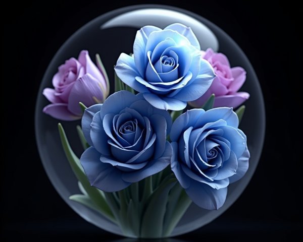 Roses and Tulips in a Transparent Sphere Arrangement