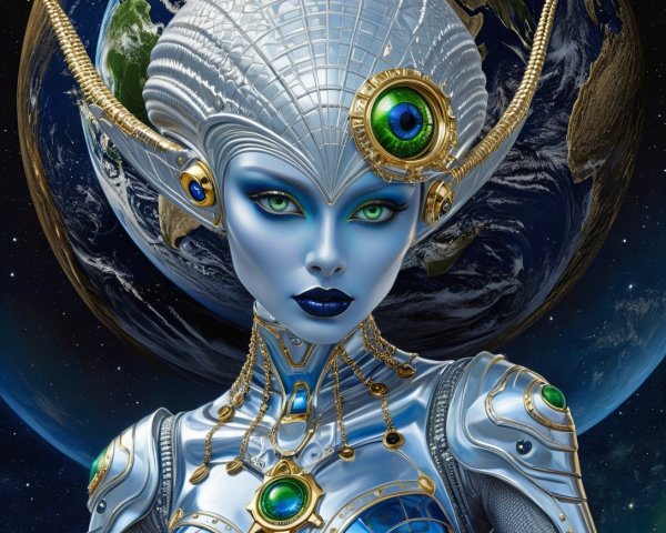 Stylized Portrait of a Female Extraterrestrial Being